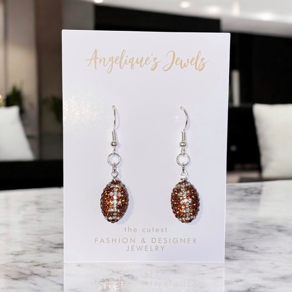Sparkly Football Earrings - Picture 1 of 3